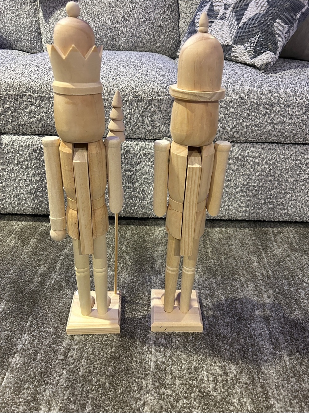 DIY Natural Wood Nutcracker Pair - Decorative Home Accent - Picture 2 of 3
